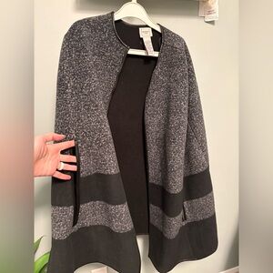 Elegant Black and Gray Women's Poncho